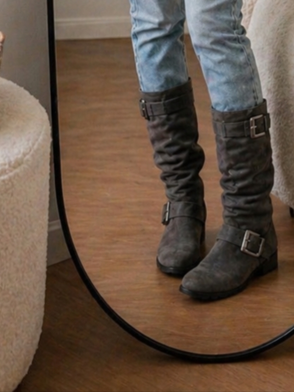 Sonoma Gray Over-the-Knee Buckle Boots